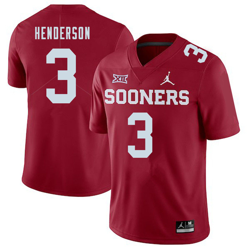 Jordan Brand Men #3 Mikey Henderson Oklahoma Sooners College Football Jerseys Sale-Crimson